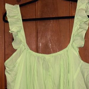 H&M NWT woman’s lime green mid calf ruffle sleeve dress
